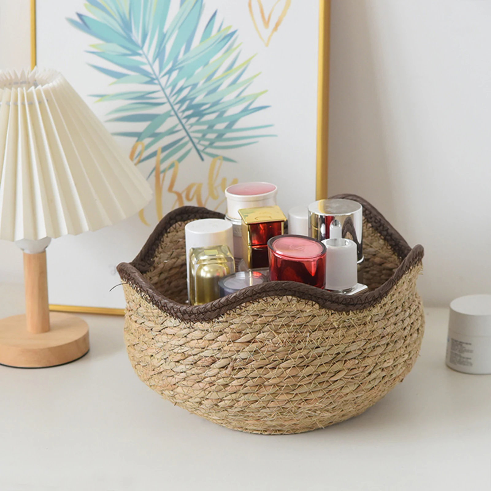 

Hand Woven Storage Basket Simple Rattan Storage Basket Horticultural Planting Pots Multifunctional Organizer Basket Home Storage