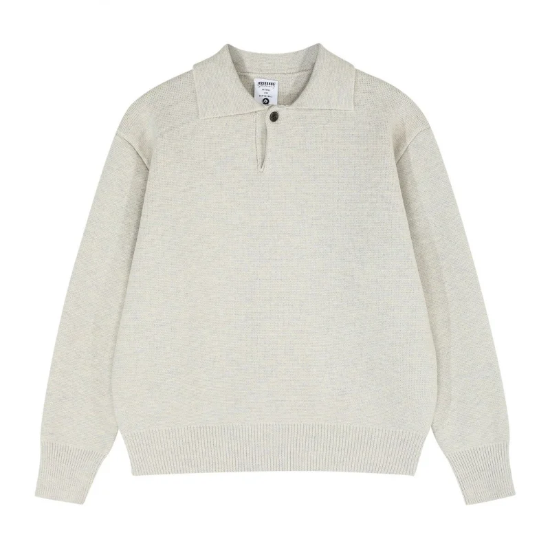 

High-End Gray Knitted Shirt Men, Autumn And Winter Korean Style, Light Mature Style, Warm Inner Layer, Turn-Down Collar