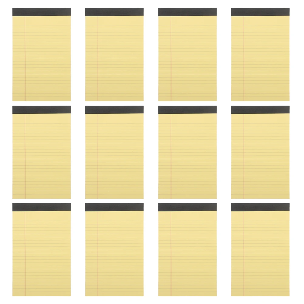 

12 Lined Notepad College Ruled Yellow Note Pads Small Office Supplies Students Portable Memo Legal Paper Writing Pads