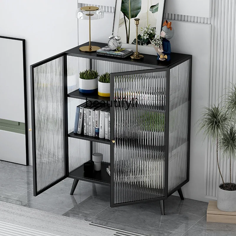 Nordic Side Cabinet Changhong Glass Living Room Integrated Wall Wine Cabinet Multi-Function Locker Cupboard