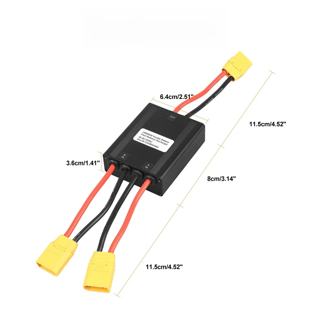 

12V-72V 50A Ebike Double Battery Parallel Module Connection Adapter Supporting Dual Battery Packs with Aluminum Alloy Housing