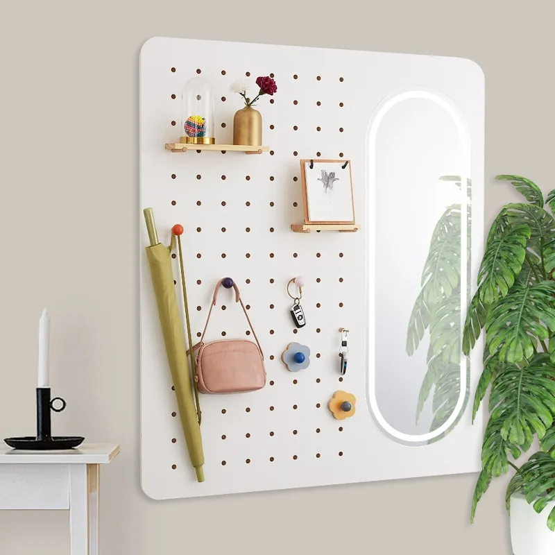 Entry hole board full-length mirror hanging hanger integrated, wall hanging bedroom full-body mirror storage hats