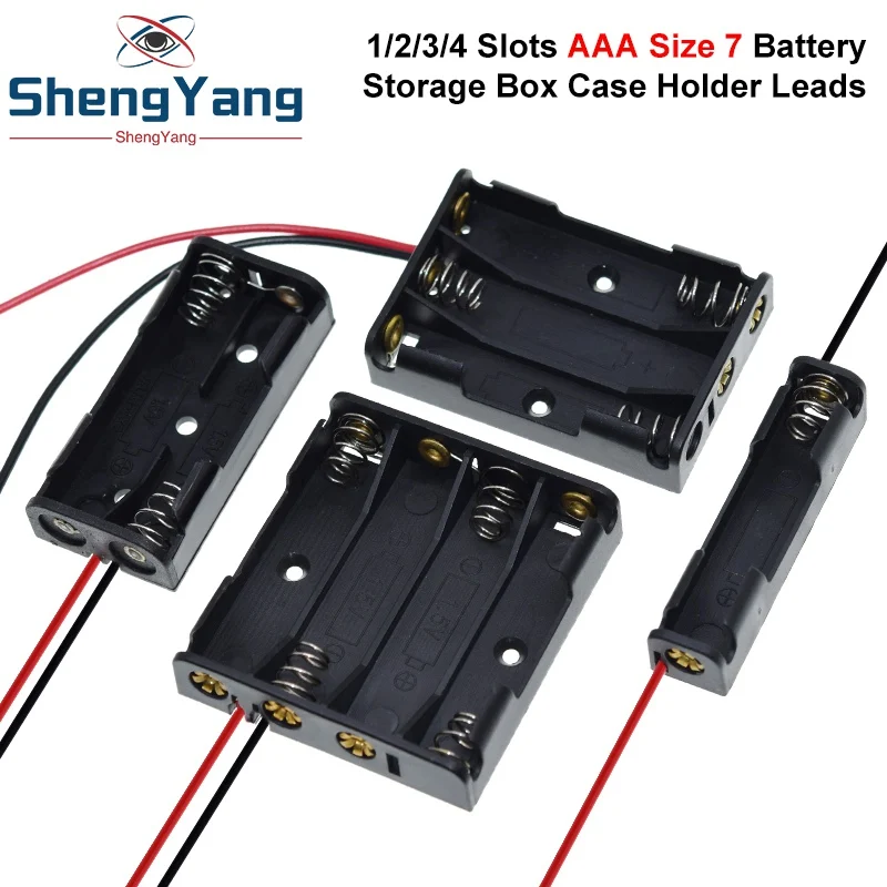 TZT 1pc AAA Size 7 Battery Storage Box Case Holder Leads With 1 2 3 4 Slots Container Bag DIY Standard Batteries Charging