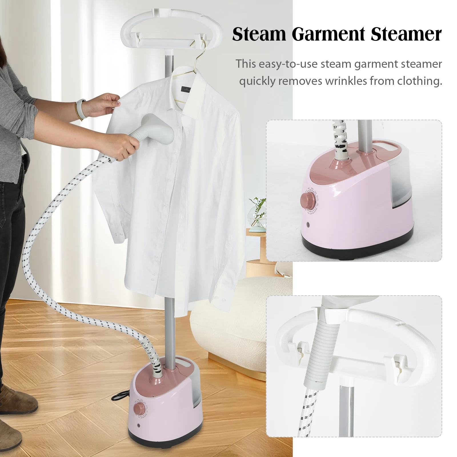 Steamer for Clothes 2000W Standing Garment Steamer Flat and Hanging Ironing Vertical Clothes Steamer for Home