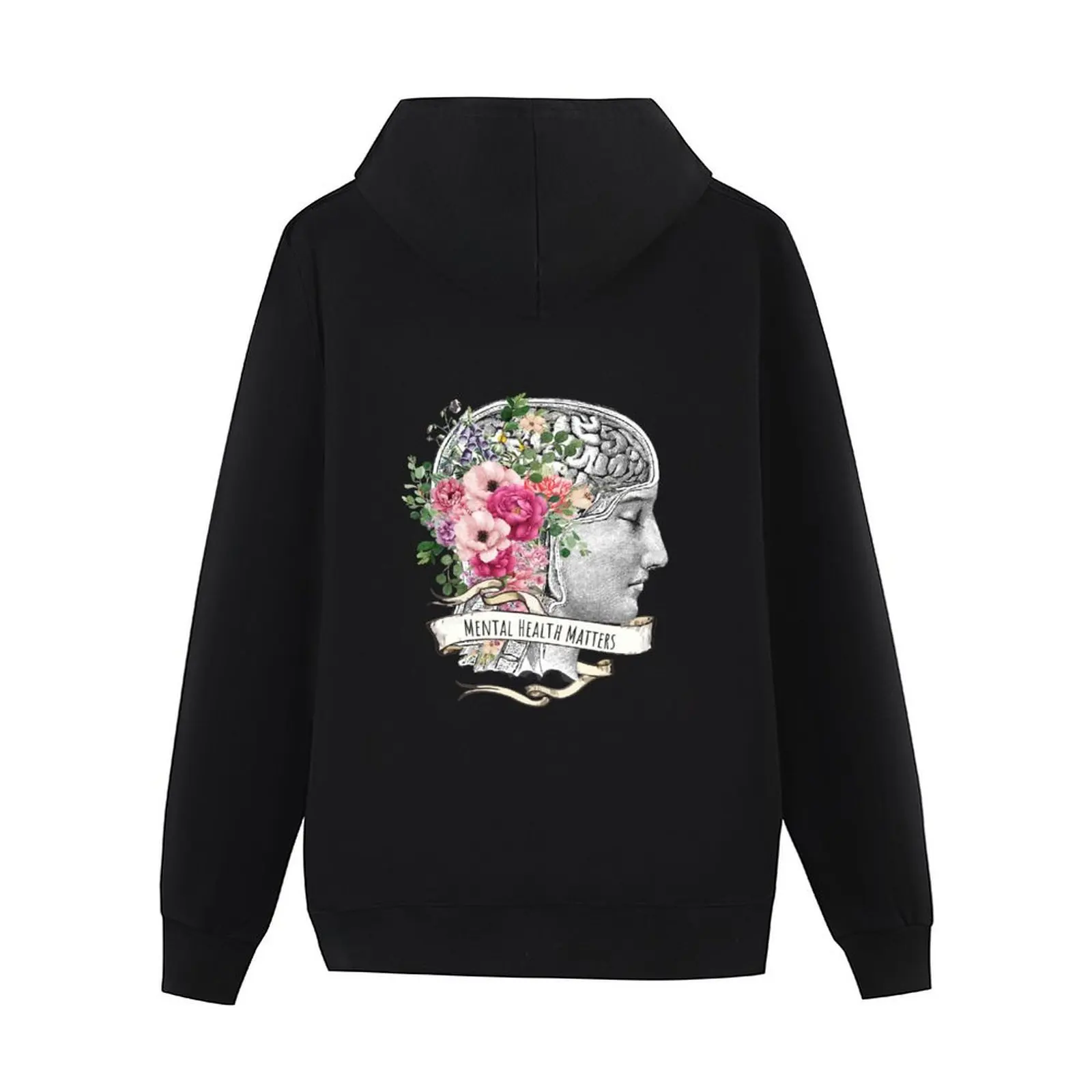 Roses floral mental health matters brain psychology Hoodie men's autumn clothes mens clothes korean clothes tracksuits