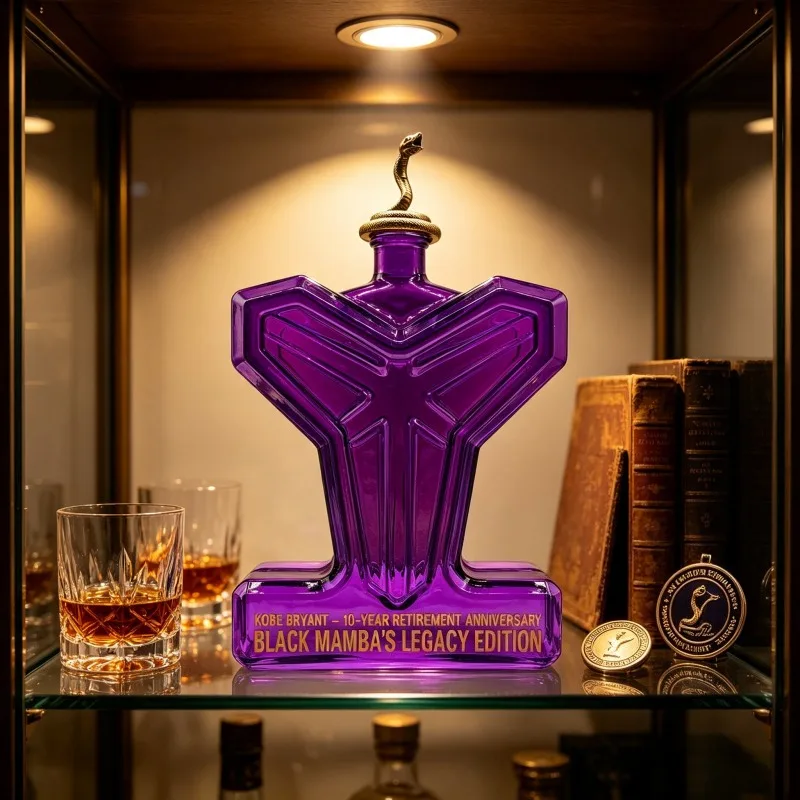 Black Mamba Legacy Purple Glass Decanter 10-Year Retirement Anniversary Liquor Bottle Home Bar Decor