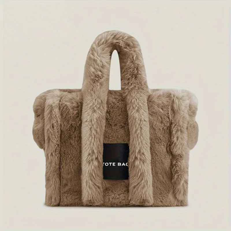 Trendy Plush Soft Crossbody Bag FashionTote Bag Large Capacity Fashion Shoulder Bag Fluffy Faux Fur Handbag