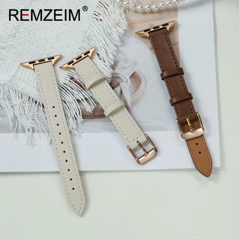

Slim PU Leather Strap for Apple Watch Band 10 9 8 7 6 5 4 3 SE Ultra 2 Wrist Bracelets for Iwatch 49/46/45/44/42/41/40/38mm