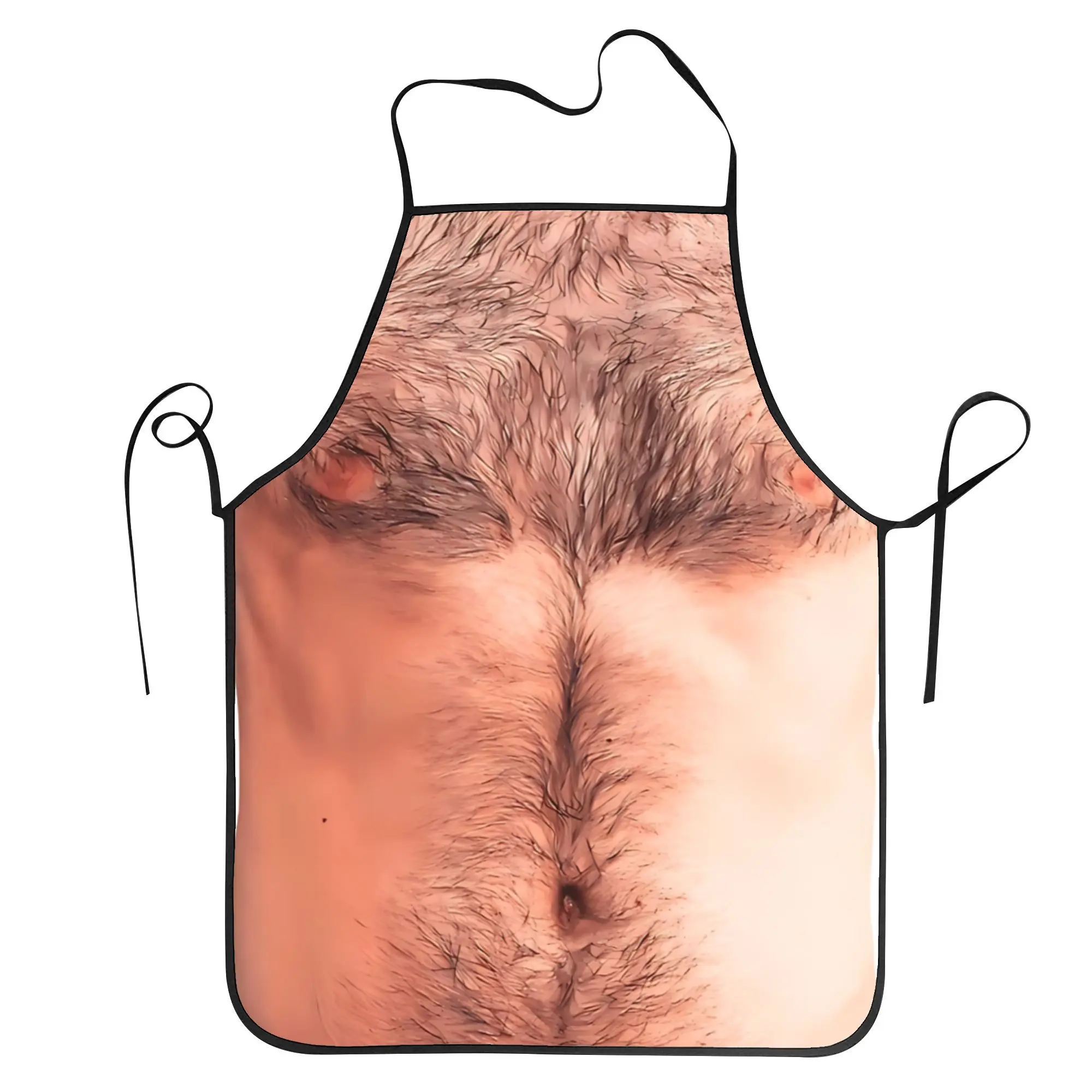 Hairy Chest Funny Halloween Costume Dad   Apron  Fashion Household Kitchen Accessories Home Adult Aprons without Pocket