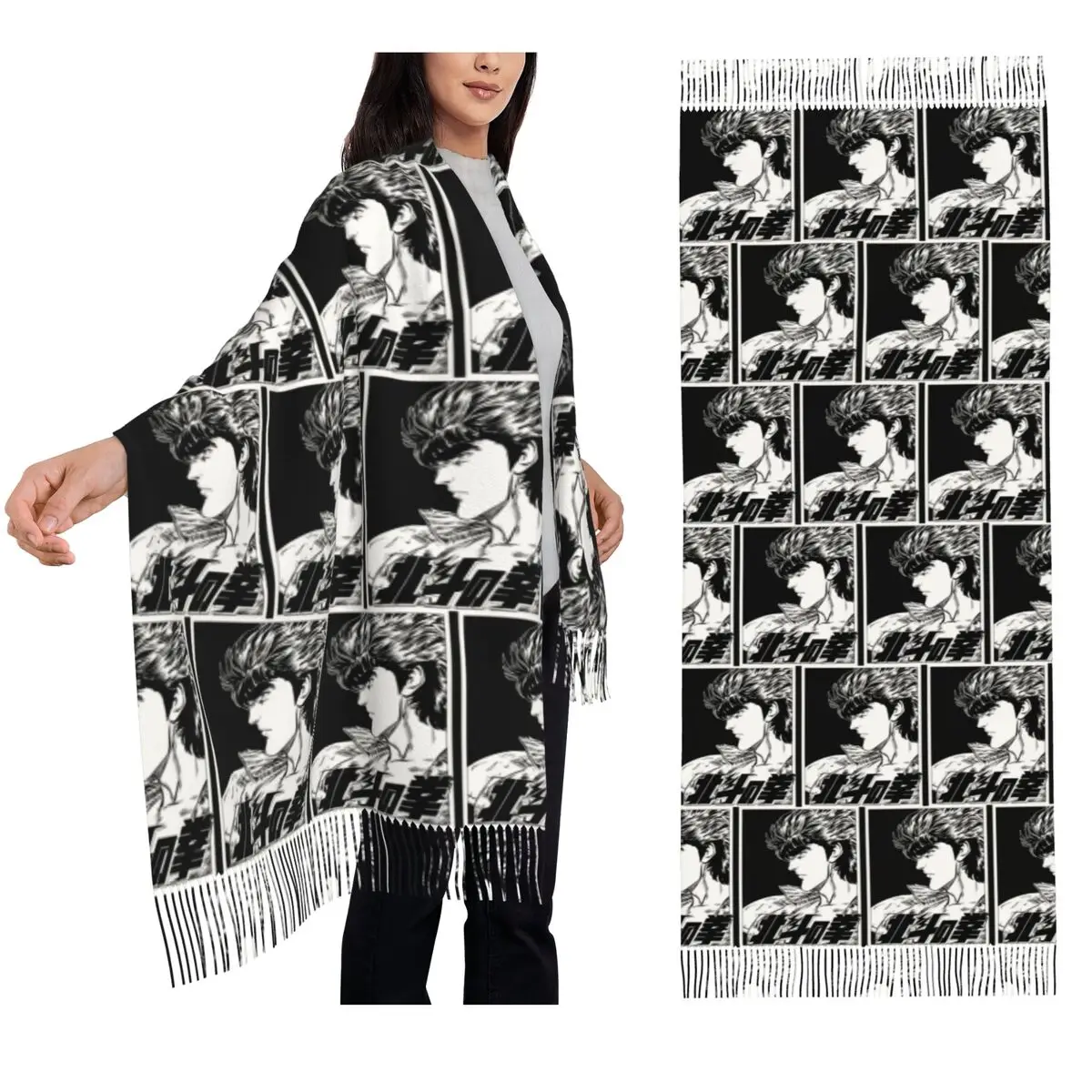 

Шарф Kenshiro Fist Of The North Star, шарфы с кисточками, женские мягкие теплые шали и накидки, длинная осенне-зимняя шаль