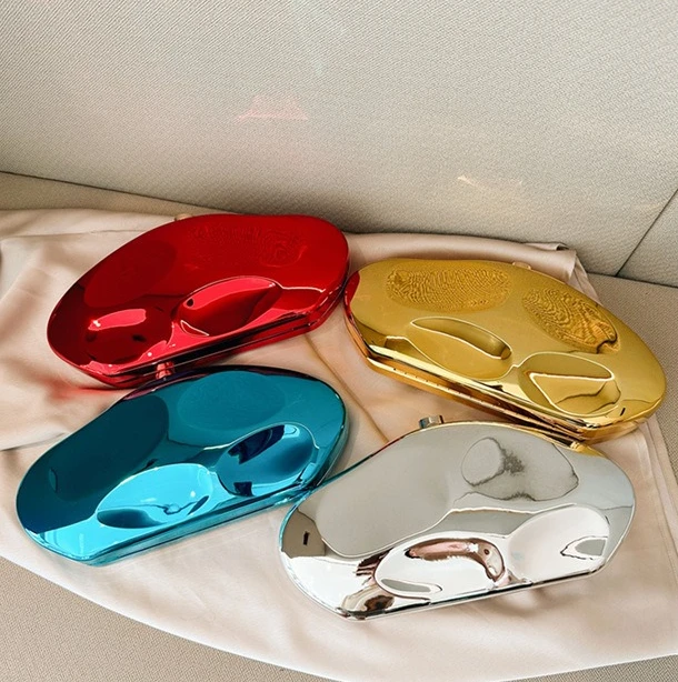 Niche design metal acrylic bag special-shaped stone clutch bag new fashionable exquisite small bag