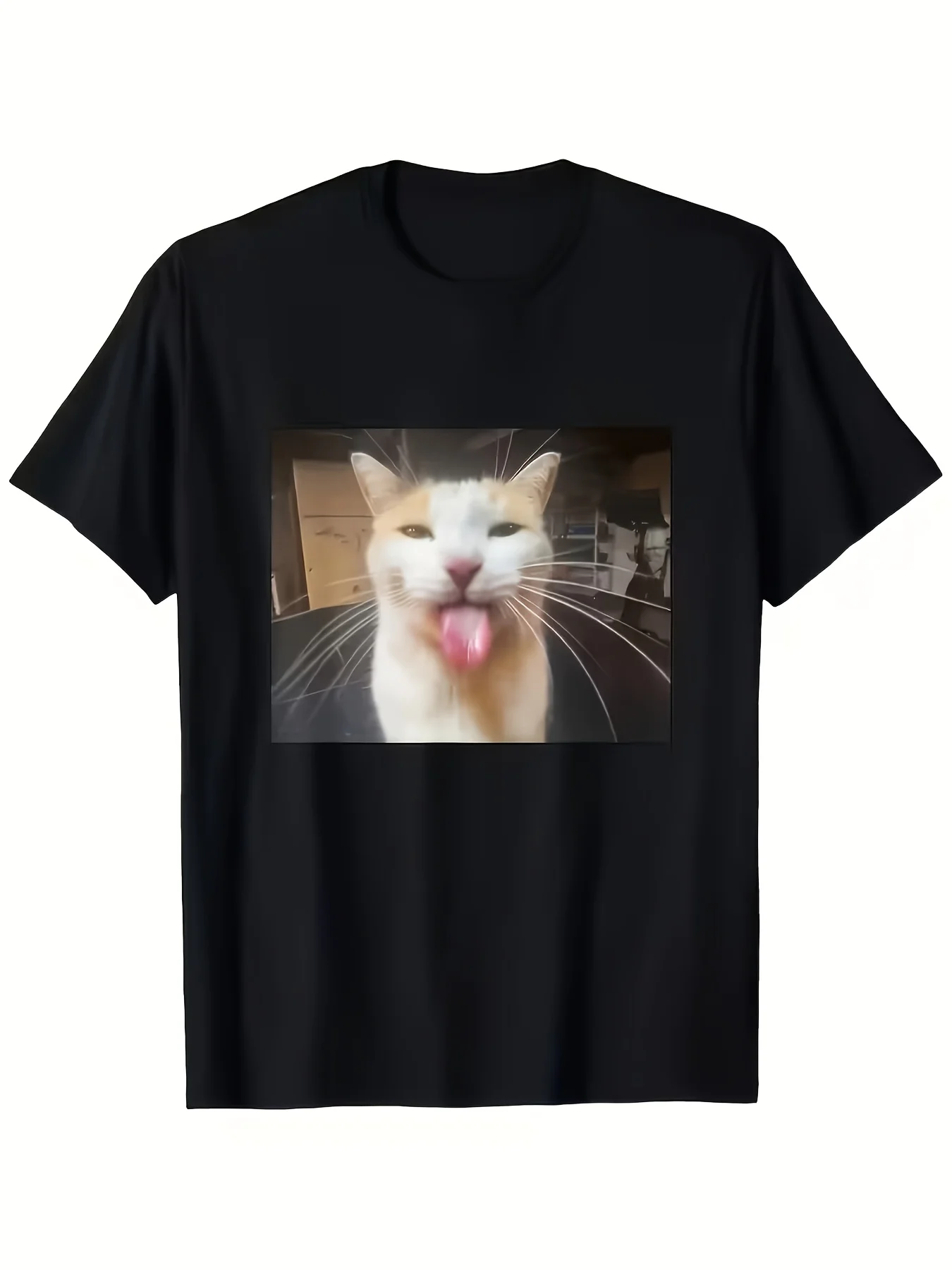 Funny Introvert Cat Graphic Tee Vintage Meme Shirt Casual Streetwear Cute Animal Print Unisex Summer Top Gif