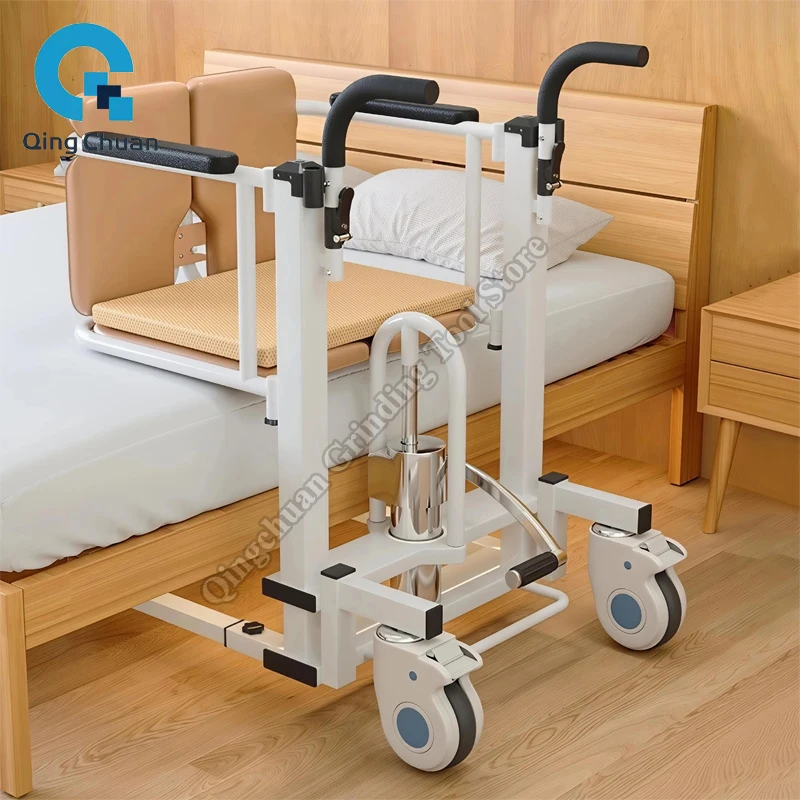 Silla Elevadora Hidráulica Multifuncional para Traslado de Personas Mayores, Silla de Ruedas con Función de Inodoro para el Cuidado de Ancianos Paralizados y Discapacitados