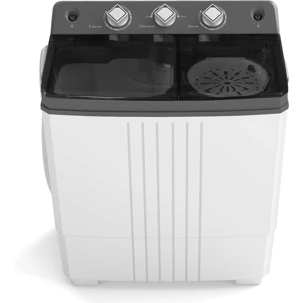 Kompakte Doppelwaschmaschine mit 20L Fassungsvermögen, 12L Waschkammer und 8L Schleudertrommel, Zeitschaltuhr-gesteuert, ideal für Studentenwohnheime und Wohnmobile, Grau