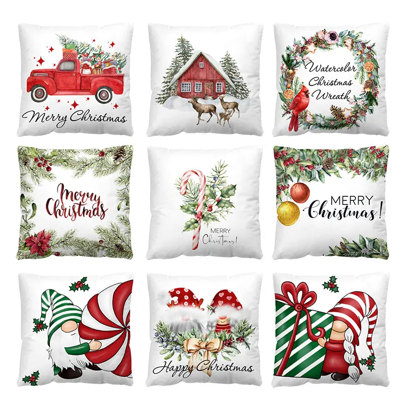 Funda de almohada de árbol de alce de Navidad, funda de almohada de 45x45cm, adornos navideños de invierno 2023 para el hogar, funda de cojín de