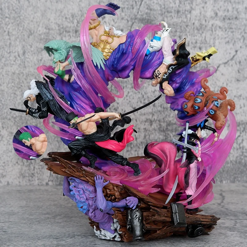 One Piece Figurine Roronoa Zoro Action Figures Pvc Statue 2 Head Changable Collection Desktop Ornament Model Toy Birthday Gift