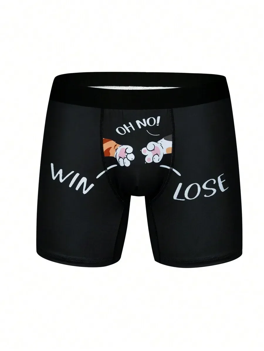 

Mens Cat Paw Print Boxer Briefs With Win Lose Text Design