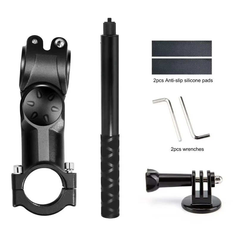 Motorcycle Bicycle Handlebar Bracket with Extendable 111cm Selfie Stick
