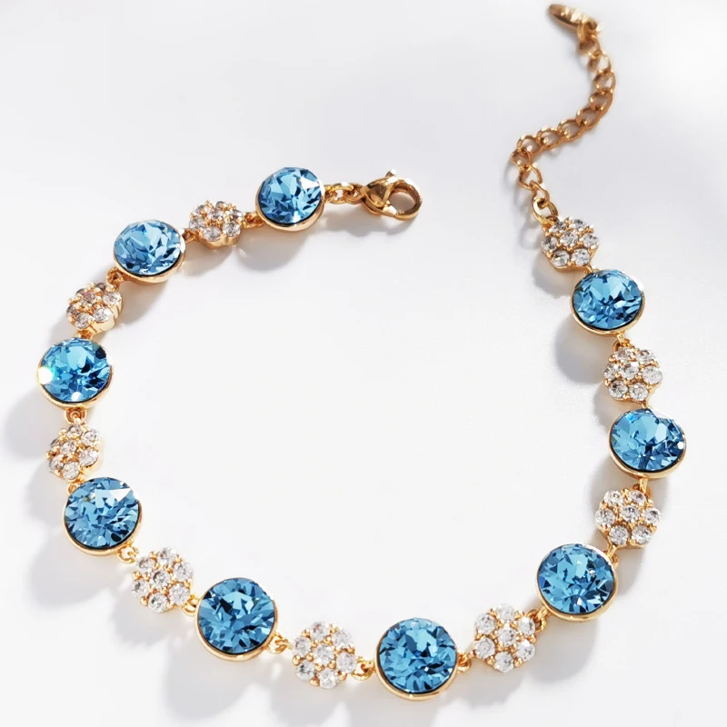 Luxury Bracelet for Women made with Austrian Crystal Round Design Girls Bracelets Bangle Hand Accessories Birthday Bijoux Gift image 3