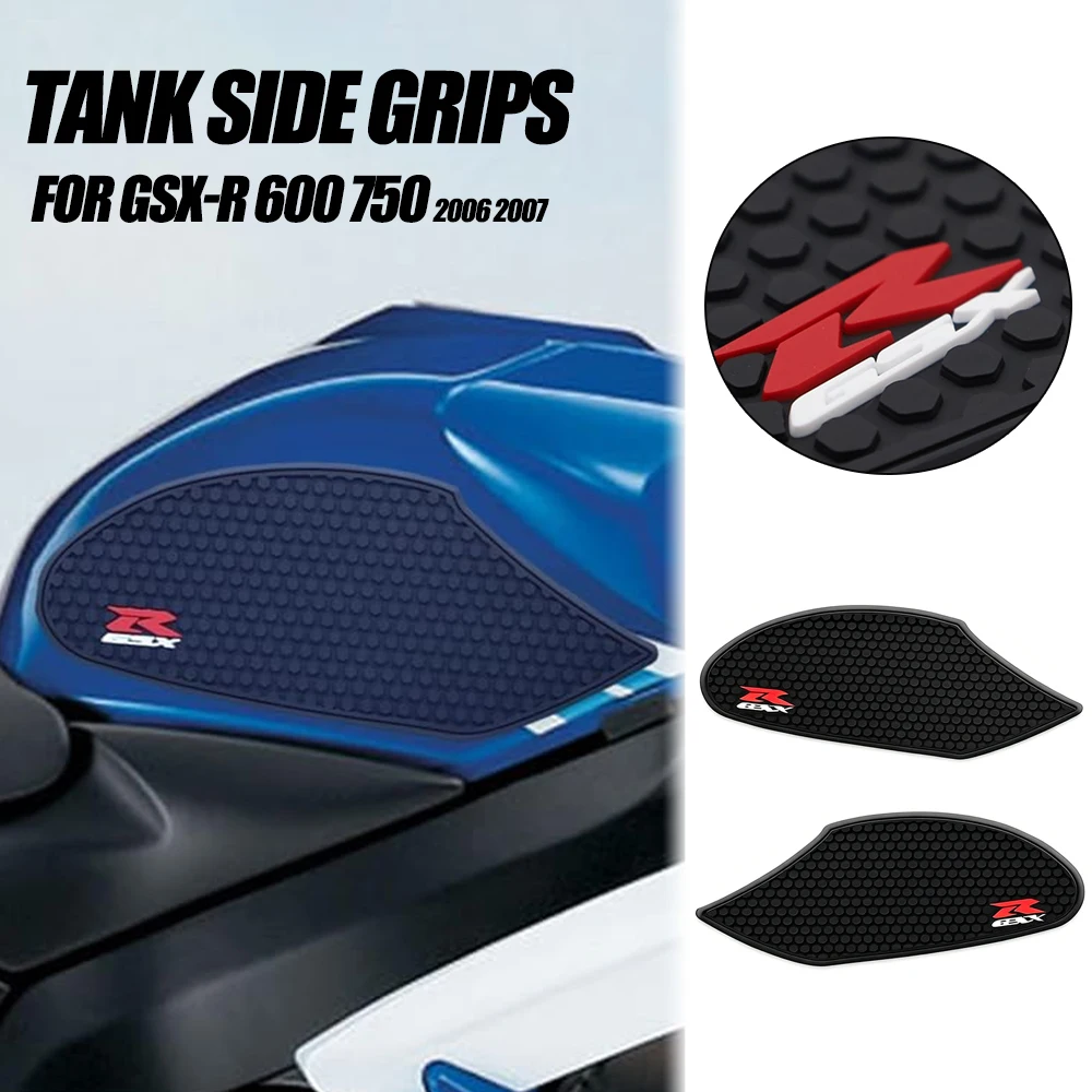 Motorcycle Sticker Side Tank Pad Protection Knee Grip Traction For GSXR600 GSXR750 GSX-R 600 750 2006 2007