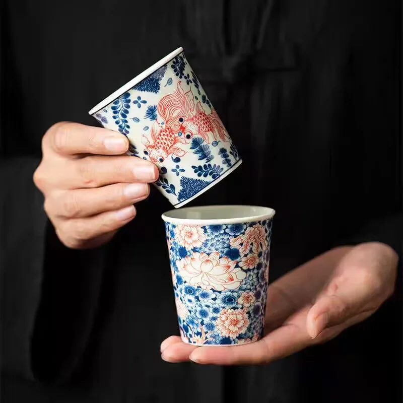 

Сине-белая чашка для чая Master Cup Кола Керамическая чашка для дегустации кунг-фу Одиночная чашка Персональная чашка для чая