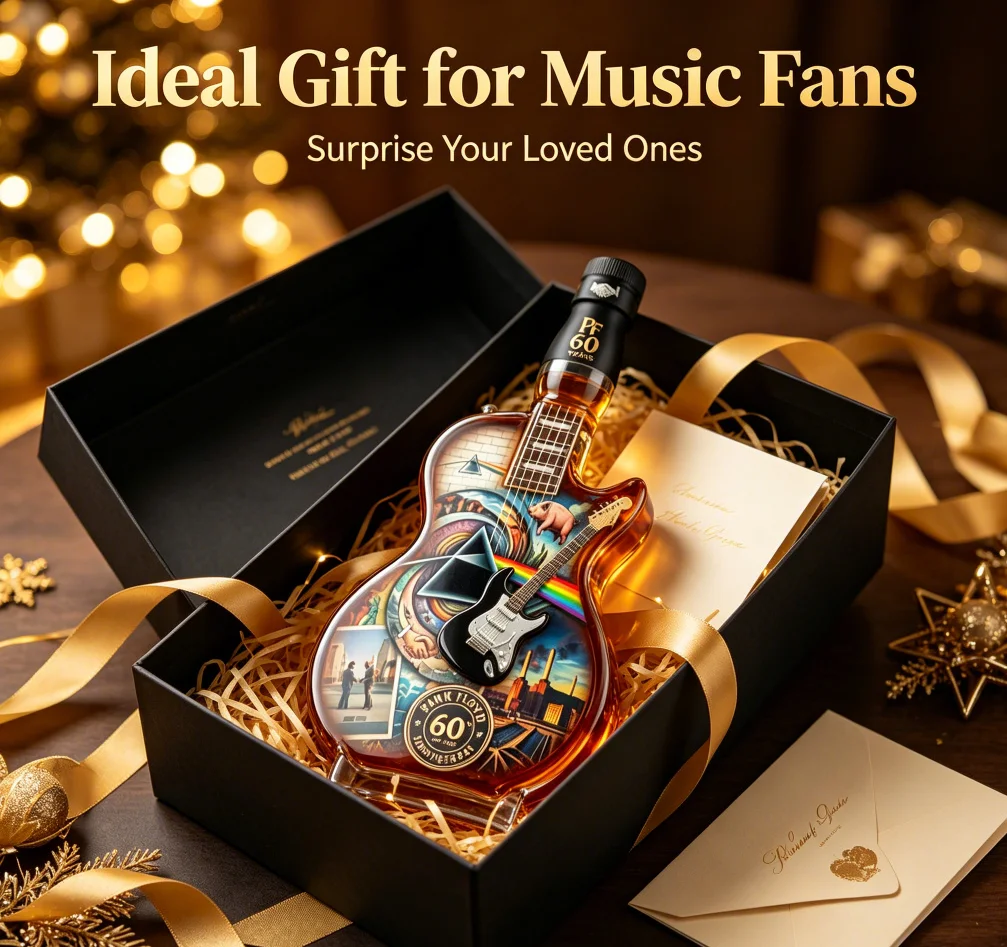 Novelty Guitar Style Whiskey Decanter Bottle, Decorative Handcrafted Clear Glass Liquor Container for Home Bar & Party Men Gift