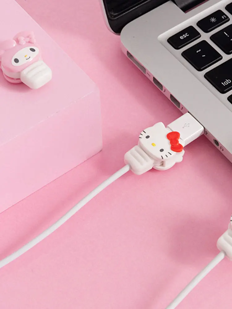 Kawaii Sanrio Bite Cable Protector My Melody Cinnamoroll Hello Kitty Cartoon Usb Cable Protector For Iphone Ipad Anti Fracture