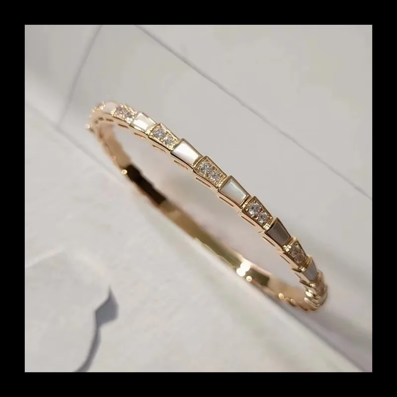 سوار عظم الثعبان فريتيلاري الذهبي بتصميم عصري ومتعدد الاستخدامات، اعوج منفصل بالألماس #4