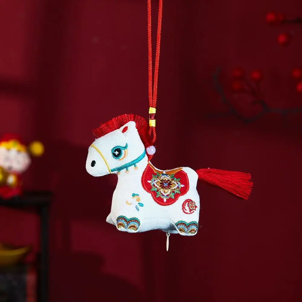Red Embroidery Mascot Pony Pendant Embroidered Cartoon Zodiac Horse Sachet New Year Gift Chinese Style