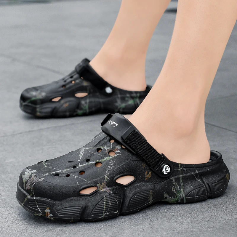 

Модные мужские тапочки, удобные пляжные сандалии, нескользящая мужская садовая обувь, летняя повседневная обувь, обувь для поваров, обувь для медсестер, шлепанцы