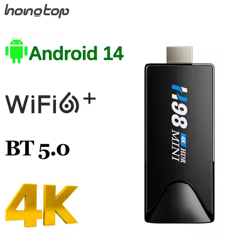 HONGTOP Android Mini TV Stick Android 14 Quad Core Support 4K 6K HD TV Box H.265 2.4G5G Wifi BT5.0 Streaming Smart Set Top Box
