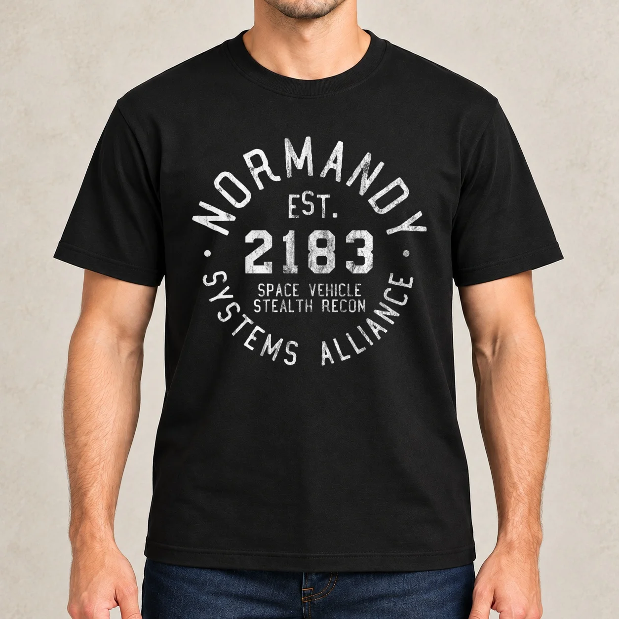 SSV Normandy Athletic Shirt | Mass Effect Athletic Style | White Print T-Shirt t shirt for man printed t shirts for man T-Shirt