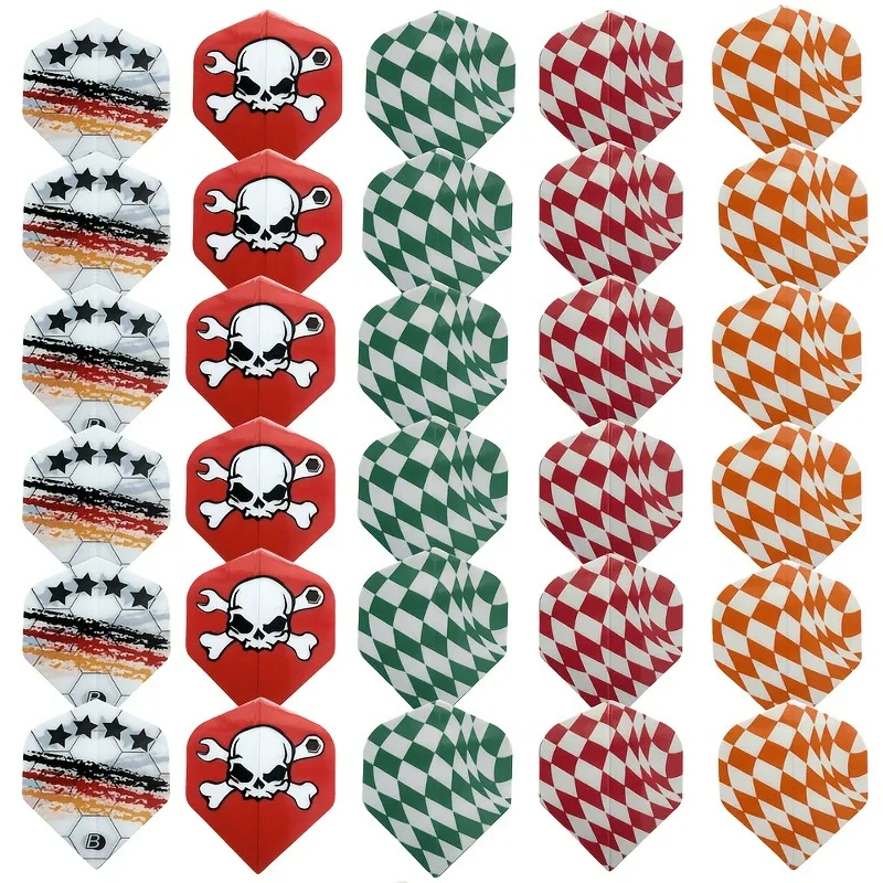 30pcs Dart Flight Tips Suitable for Darts, 5 Color Patterns with Multi-Color Flight Tips for Replacement Tips