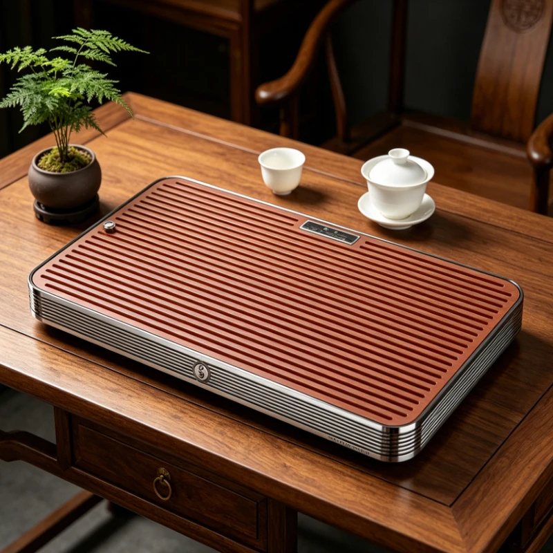 Tea Tray Electric Wood Dual Purpose Drainage Storage Dry Brew Plate Light Luxury Household Accessory For Daily Tea Making Table