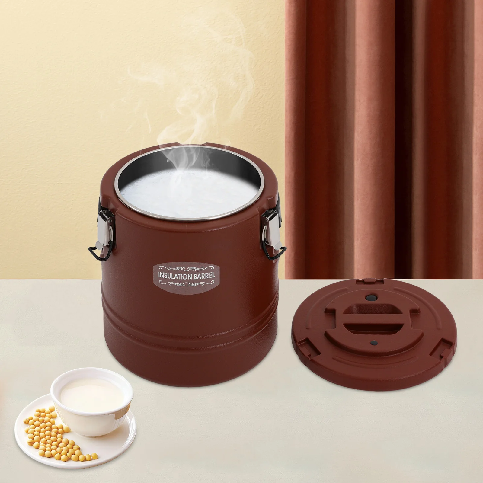 15L براون معزول دلو كونترتوب معزول حاوية حساء دلو معزول تجاري مع صمام العادم 11.61*12.99 بوصة #3