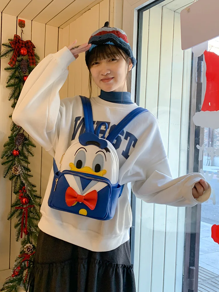 

Kawaii Disney Stitch and Daffy Duck Cute 2025 New Style Flower Monster Backpack Gift For Girls