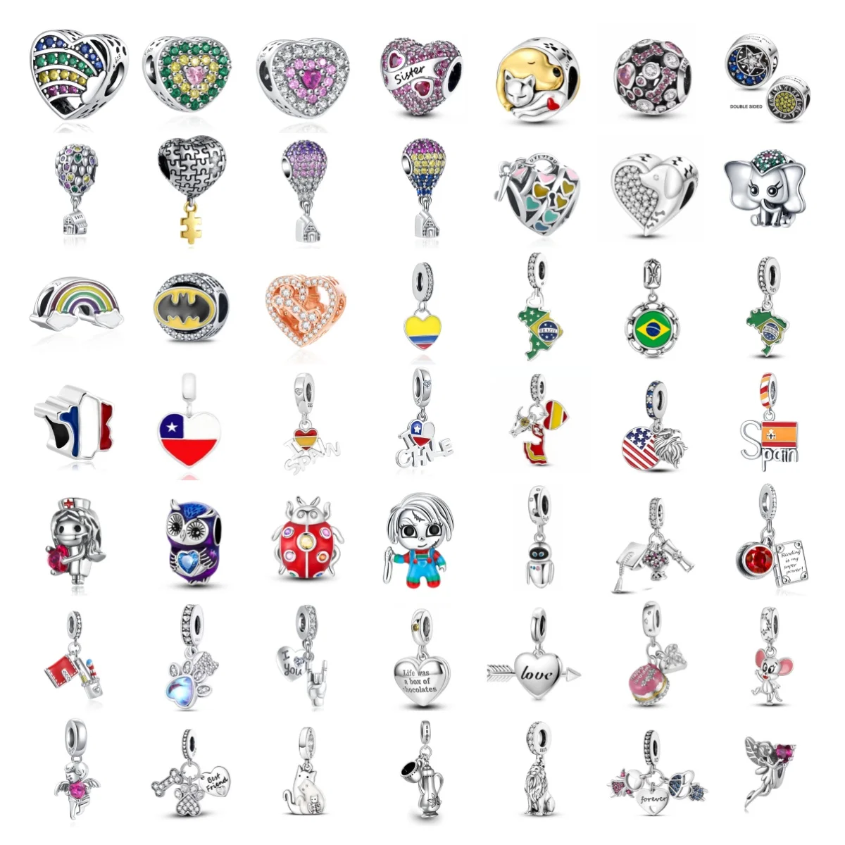 

New 925 Silver Italian Brazilian Flag Hot Air Balloon Dog Claw Pendant,Fit Original Bracelet Necklace DIY Birthday Gift Pendant