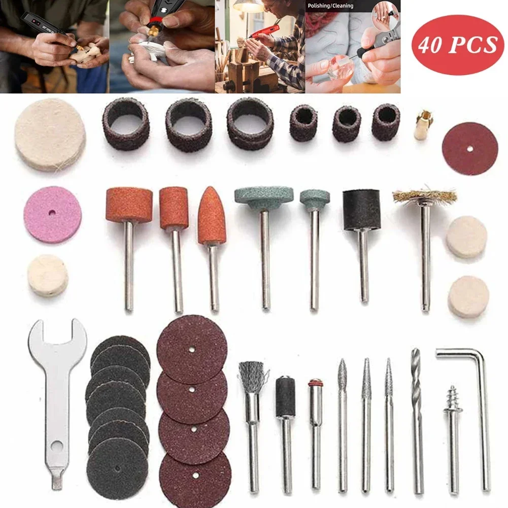 40 pçs kit de cabeça moagem mini broca elétrica multi ferramenta rotativa acessórios moagem polimento cabeça kits acessórios da ferramenta elétrica