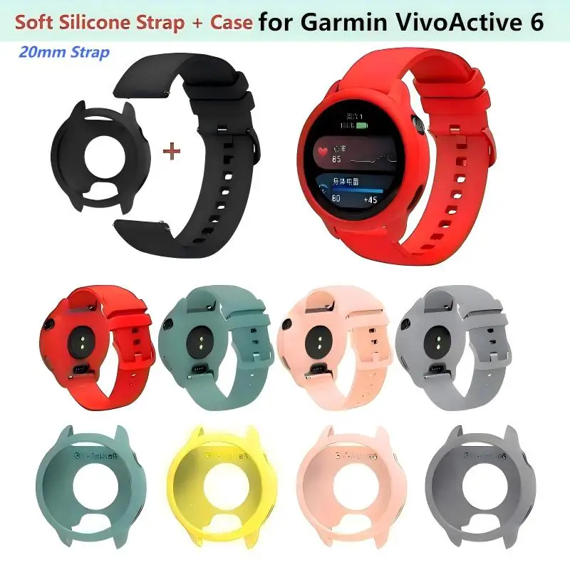 Soft Silicone Strap+Case for Garmin Vivoactive6 Protective Frame Shell for Garmin Active 6 Smart Watch Cover +Strap Accessory