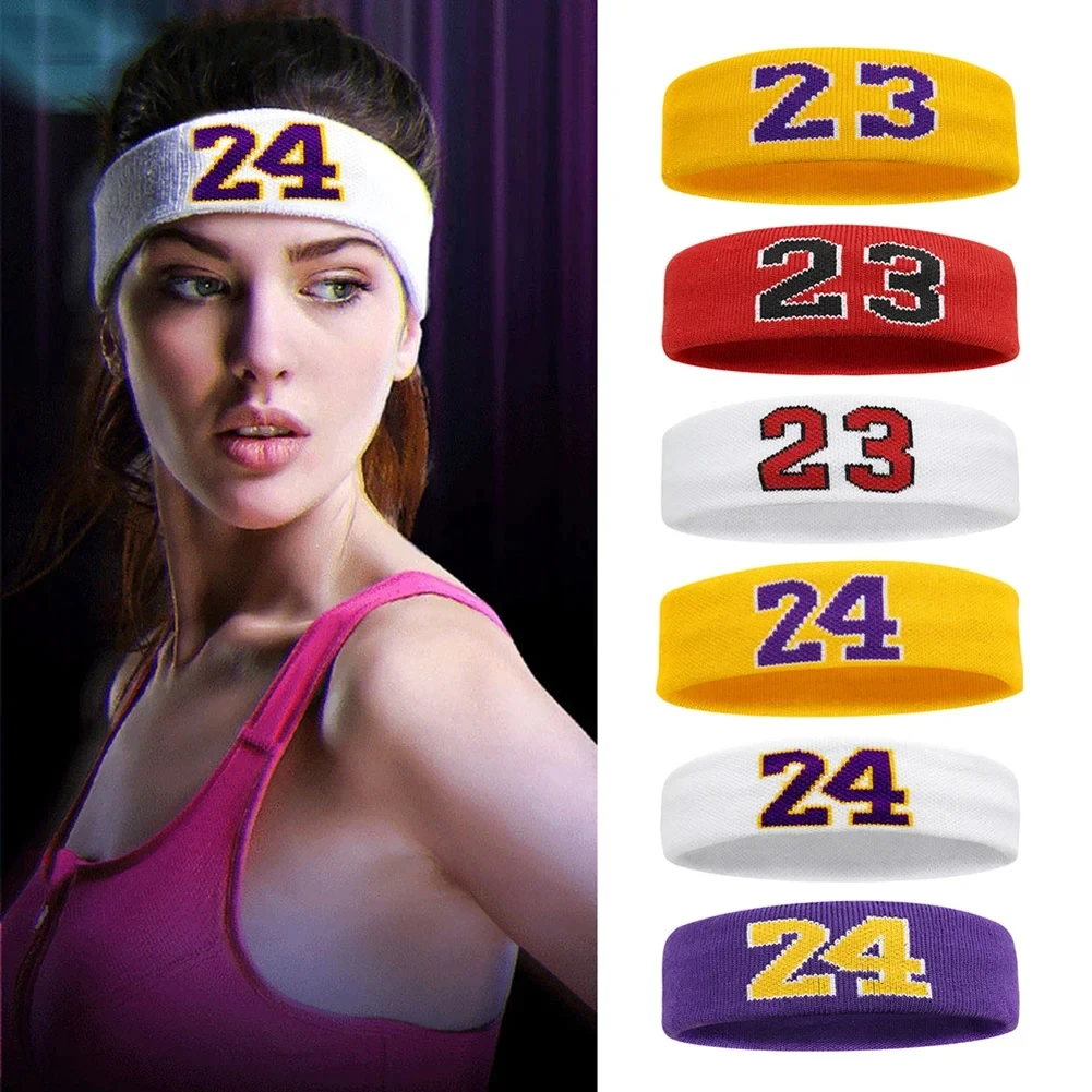 Sport-Stirnband aus Baumwolle, Nummer 24, elastisches Schweißband, Schutz, Basketball, Tennis, Sport, Erwachsene, Kinder, Fitnessstudio, Fitness, Schweiß-Haarband – Detail 3