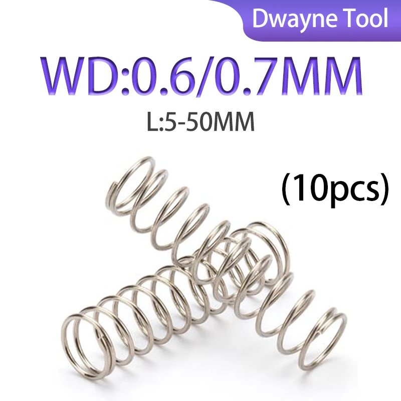 WD0.6/0.7mm, OD3-12mm, L 5-50mm 304 stainless steel small compression spring, covering industrial/toy/vending machine/DIY fields