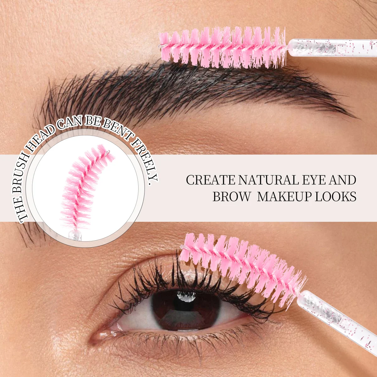 100Pcs Crystal Eyelash Brushes Disposable Mascara Wands Spoolies Set with Case for Extensions Eyebrow Lash Separator Makeup Tool
