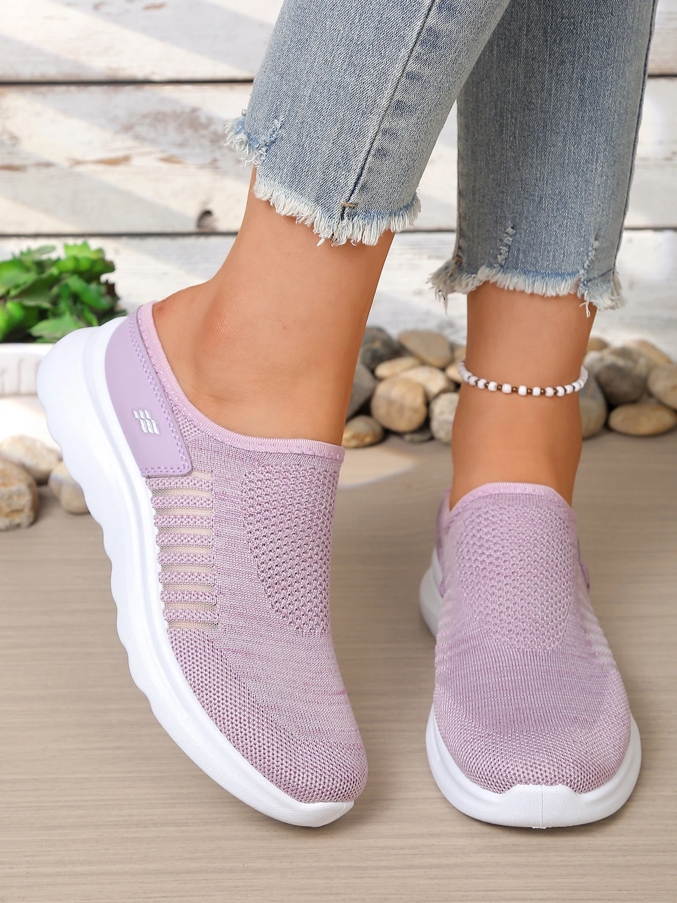 2026 Neue Damen-Hohlnetz-Slipper mit rückenfreiem Design, leichte Plateau-Walkingschuhe, bequeme Outdoor-Freizeitschuhe aus Netzstoff – Detail 9