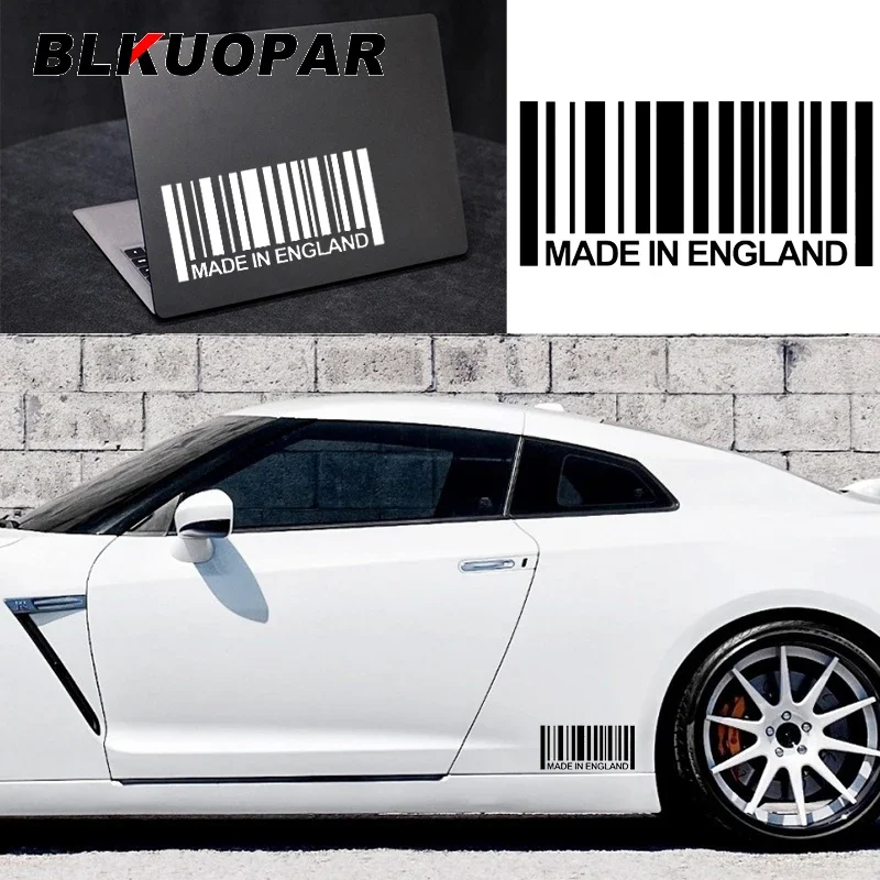 

BLKUOPAR Barcode Made In England Car Stickers Silhouette Decal Creative Die Cut Custom Country Trunk Motorcycle Car Accessories