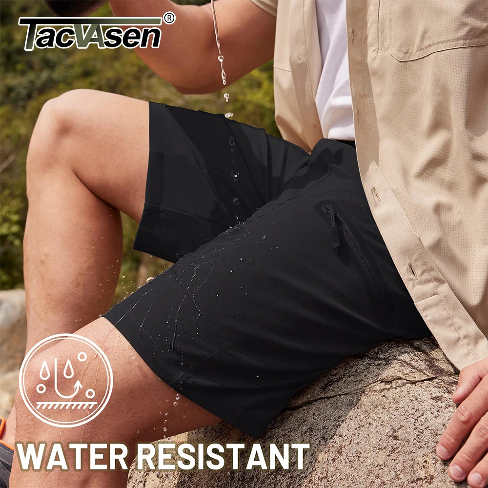 TACVASEN شورت صيد السمك والمشي لمسافات طويلة للرجال شورت كاجوال خفيف الوزن مقاوم للماء مع جيوب متعددة سروال قصير للعمل في الهواء الطلق