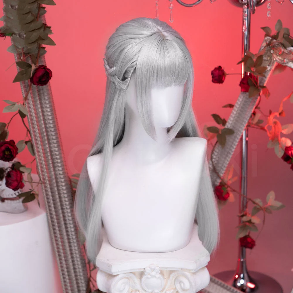 Love And Deepspace Female Hunter Cosplay Wig Heroine Silverwings Silver Grey Hair Halloween Party Role Play Heat Resistant Wigs