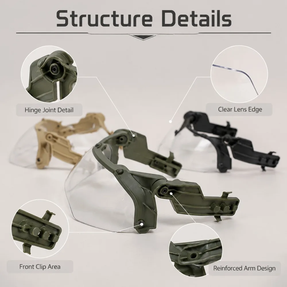 Tactical Helmet Goggles Detachable MICH FAST Helmets Guide Protection Adjustable Anti Fog Protective Goggles Helmet Accessories
