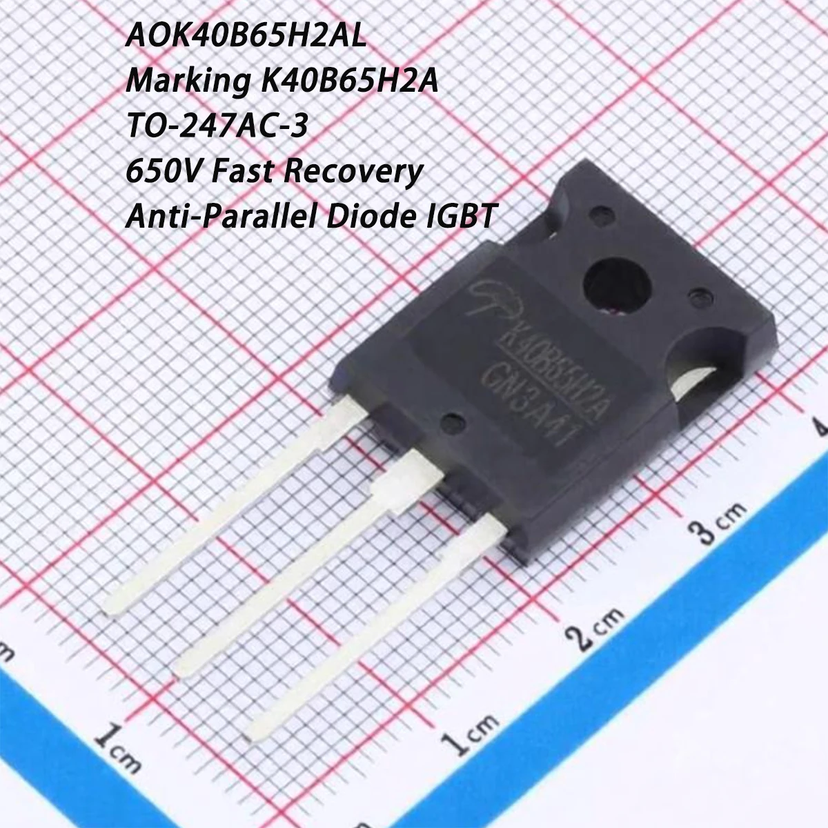 2PCS AOK40B65H2AL Marking K40B65H2A TO-247AC-3 650W 40A 105W 260W NEW Original Transistor Fast Recovery Anti-Parallel Diode IGBT