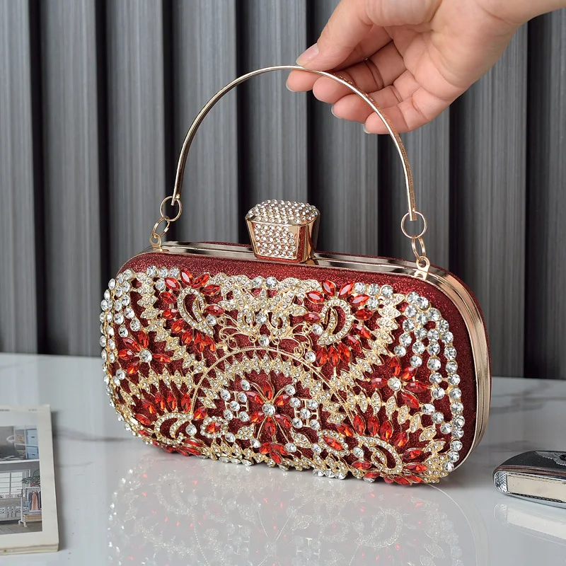 Women Clutch Party Luxury Blue Evening Bag Wedding Purse Crystal Chain Shoulder Bag High Quality Rhinestone Female Clutch Gift