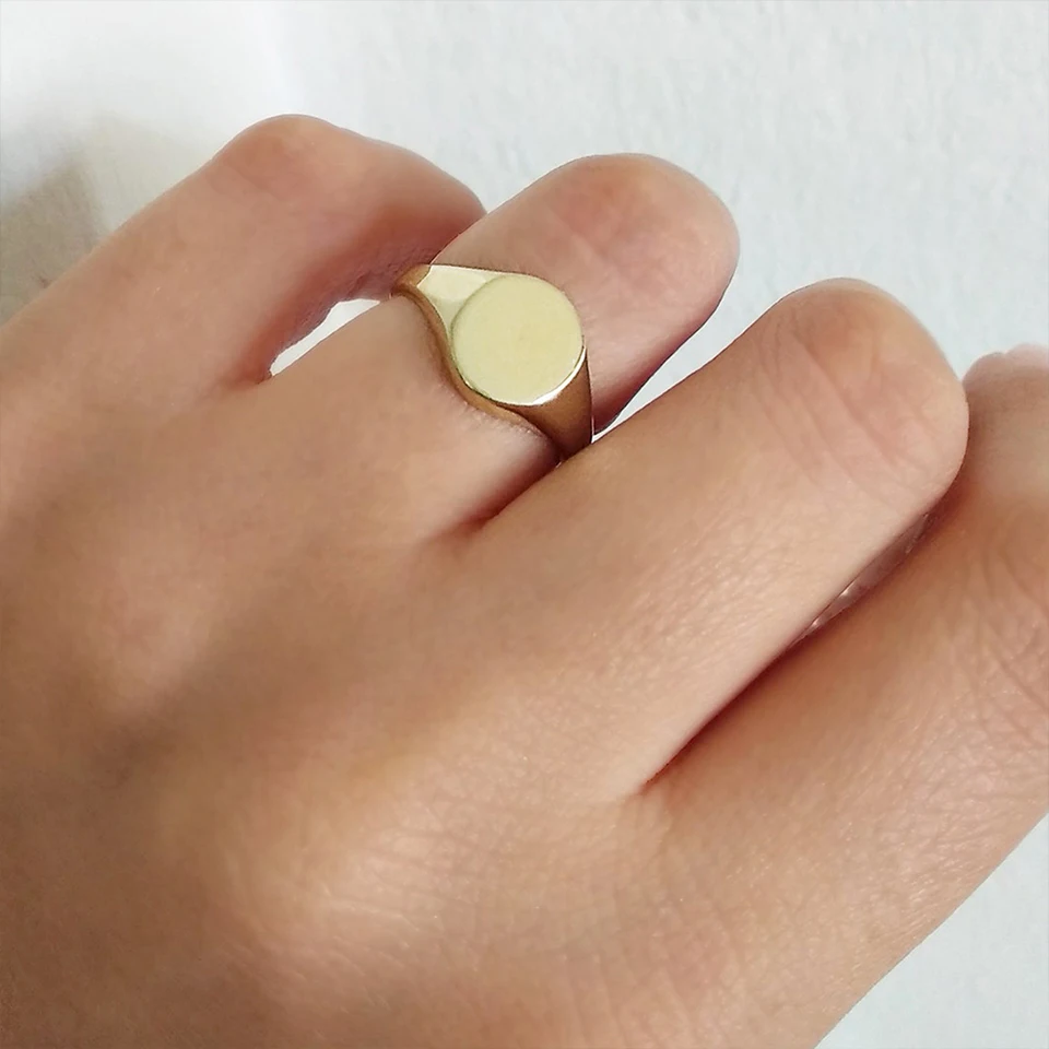 EMANCO Edelstahl Punk-Stil Minimalistischer Runder Ring Vergoldet Damenringe für Partys und Festivals – Detail 6